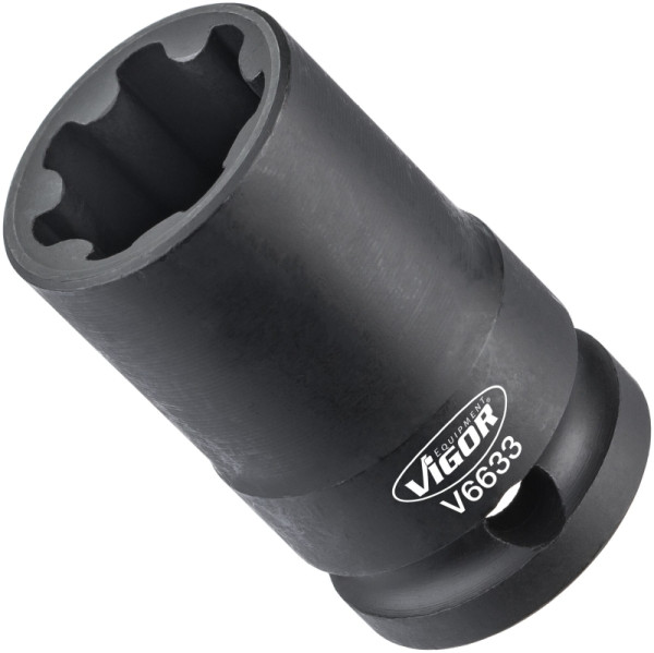 VIGOR Steckschlüsseleinsatz, Vierkant hohl 12,5 mm (1/2 Zoll), Rillenprofil, 22 mm, V6633