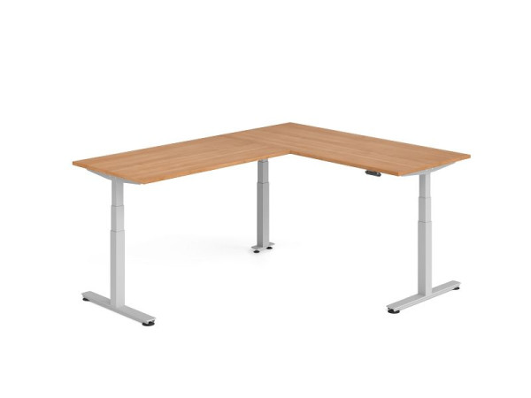 Hammerbacher Sitz-Steh-Winkeltisch 240x180cm Nussbaum/Silber, VXDSMW1916/N/S