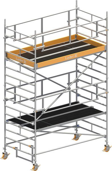 Layher Gerüst Uni Breit P2 SAFETY PLUS mit Doppelgeländer, Max. Plattformhöhe: 3,20 m, 1422103