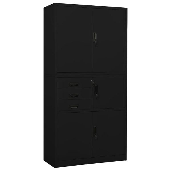 vidaXL Büroschrank Schwarz 90x40x180 cm Stahl, 336415, 8720286566244