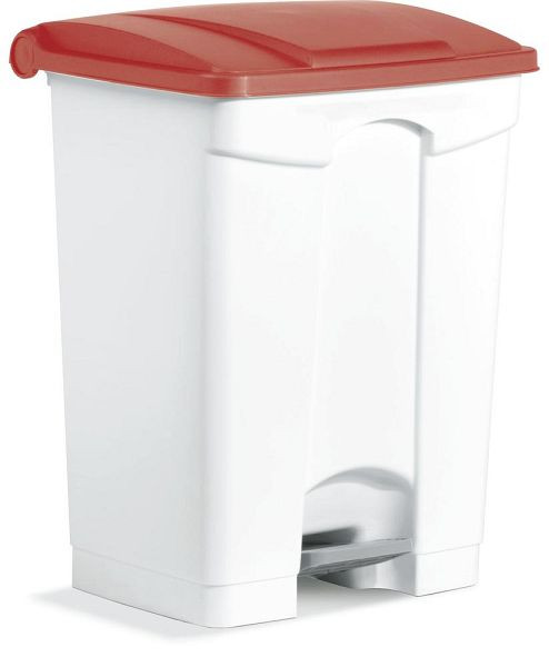 Deskin Tretabfallsammler, aus Kunststoff, Korpus weiß, Deckel rot, H 670 x B 500 x T 410 mm, 276473