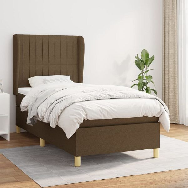 vidaXL Boxspringbett mit Matratze Dunkelbraun 100x200 cm Stoff, 3128664