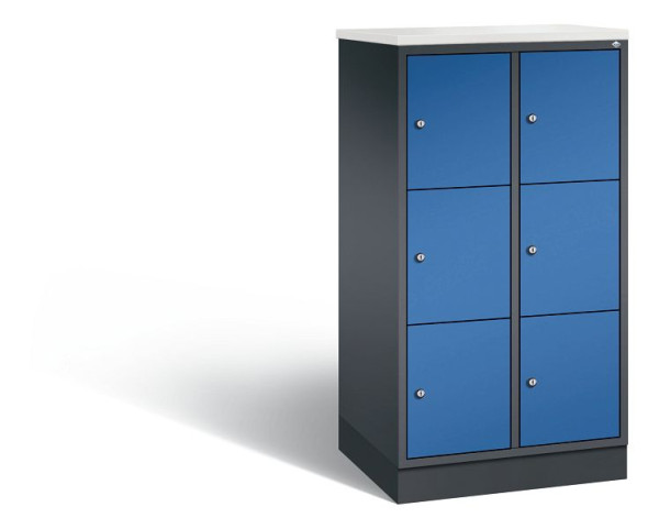 C+P Schließfachschrank Intro, H1255xB620xT490mm, Farbe: Schwarzgrau / Enzianblau, 8573-201 S10229
