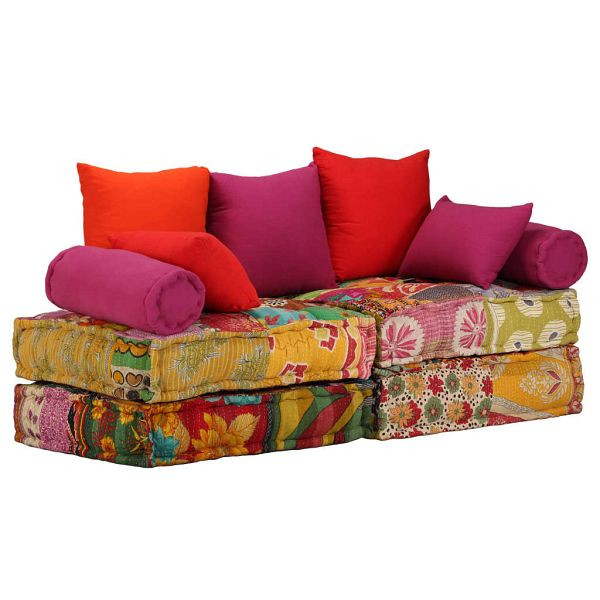vidaXL 2-Sitzer Modularer Pouf Patchwork Stoff, 244985