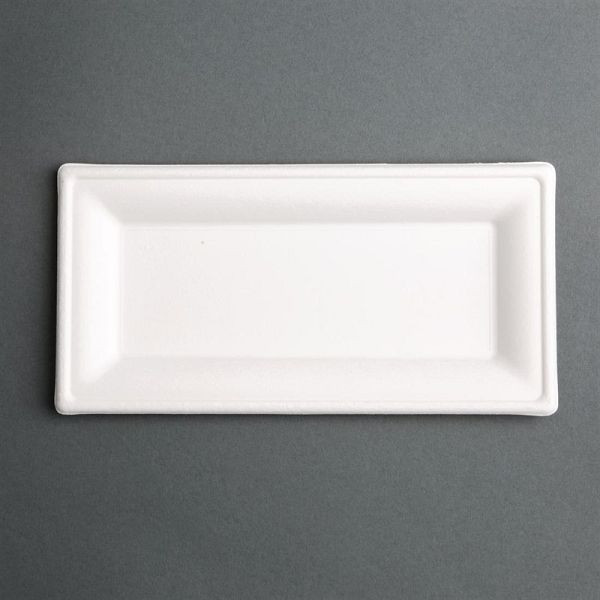 Fiesta Compostable kompostierbare rechteckige Teller aus Bagasse 25,8cm (50 Stück), FC539