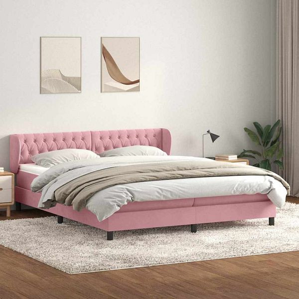 vidaXL Boxspringbett mit Matratzen Rosa 200x220 cm Samt, 3317840