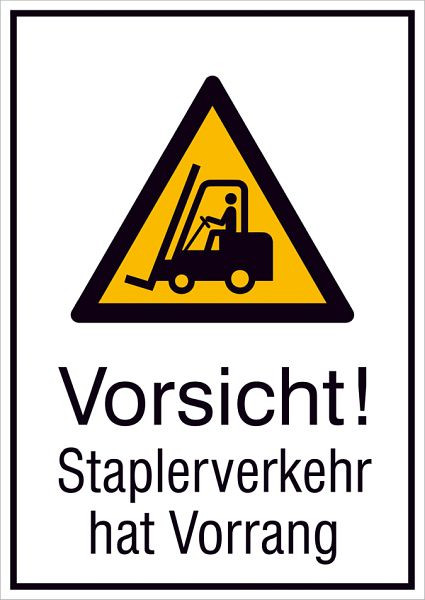 SafetyMarking Warn-Kombischild, Vorsicht! Staplerverkehr hat Vorrang, BxH 26,2x37,1 cm, Aluminium, 11.A8058