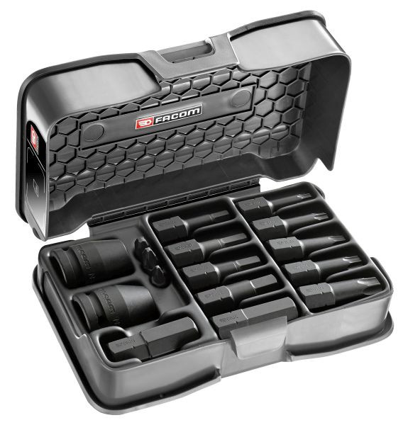 Facom Steckschlüssel-Set 3/8Z 14-teilig, Satz mit 11x 6-Kant-Steckschlüssel 1/4" zöllisch, JHX.14A