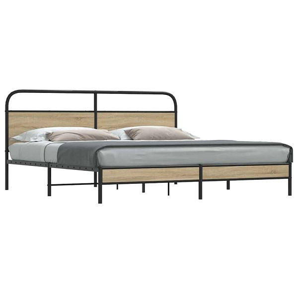 vidaXL Metallbett ohne Matratze Räuchereiche 183x213 cm, 3318670