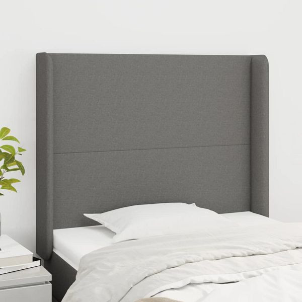 vidaXL Kopfteil mit Ohren Dunkelgrau 93x16x118/128 cm Stoff, 3119283