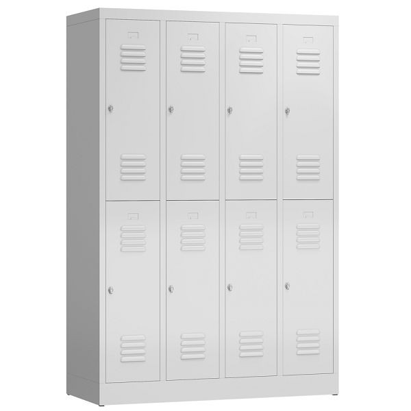 Lüllmann ClassiX Garderobenschrank, 4 Abteile doppelstöckig, 1800 x 1185 x 500 mm, lichtgrau, X-520240