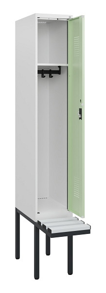 C+P Spind Evolo PLUS, 1 Abteil, 1950x300x815mm, 9016/6019, Zylinderschloss, Material Sitzfläche Kunststoff, 0490405-10 S10100