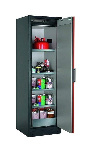 asecos Sicherheitsschrank Q-CLASSIC-90, Q90.195.060.R in verkehrsrot RAL 3020 mit 4x Fachboden (Edelstahl), 30073-046-33413
