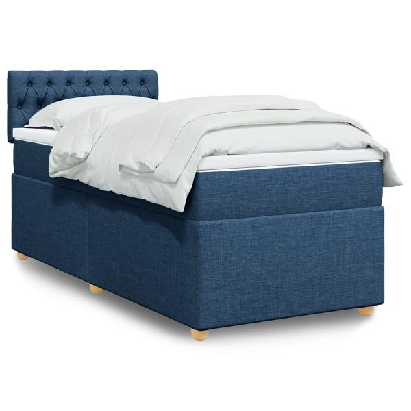 vidaXL Boxspringbett mit Matratze Blau 90x190 cm Stoff, 3288848