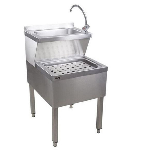 Gastro-Inox Spüle mit Tropfschale und Wasserhahn, Edelstahl AISI 304, 403.151