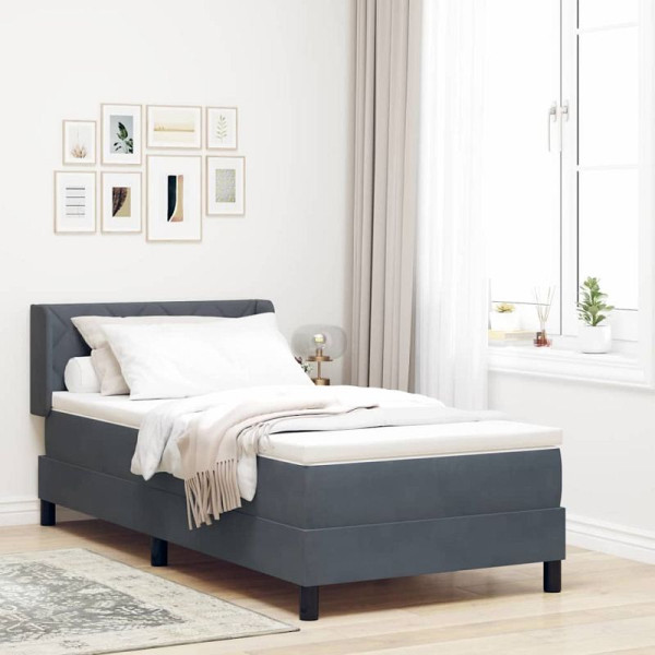 vidaXL Boxspringbett mit Matratze Schwarz 100x200 cm Velvet Dunkelgrau, 3341499