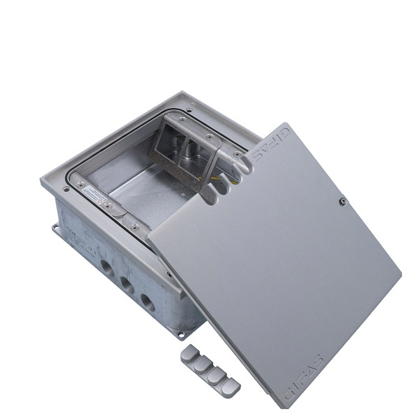 GIFAS Bodensteckdose Typ FONTO 8301, Innenbereich, ohne Bestückung, IP65 (geschlossen), Aluminium, mit Kabelauslass, 840845