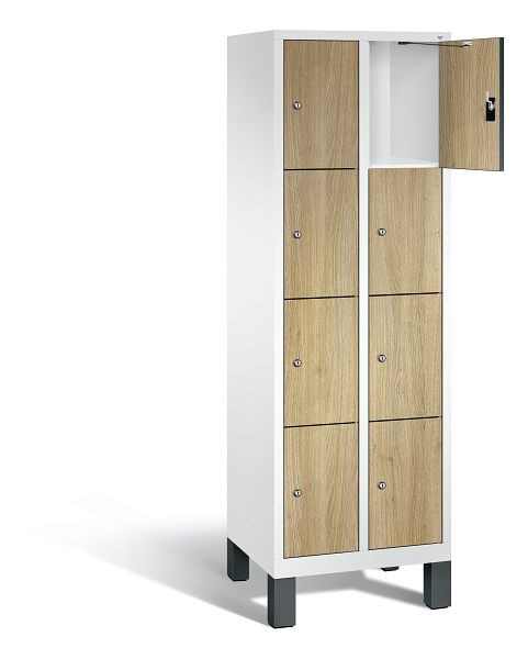 C+P Schließfachschrank Evolo, H1850xB610xT500mm, Farbe: Verkehrsweiß / Dekor Eiche Sereno, 48010-204 S10169