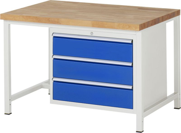 RAU Werkbank Serie 8000 - Modell 8257, B1250 x T900 x H840-1040 mm, 13-8257A1-129B4H.11