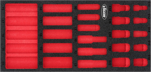 VIGOR 2-Komponenten Weichschaum-Einlagen, Einlagenmaß / Schubladengröße: S (188 x 393 x 35 mm), Verwendung: V7323, V7323-L
