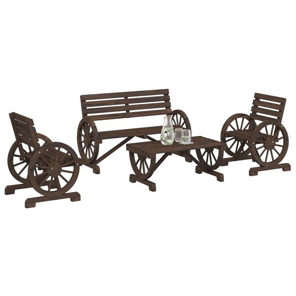 vidaXL 4-teilig Garten-Lounge-Set Massivholz Tanne, 3207132