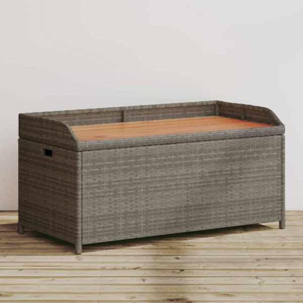 vidaXL Bank mit Stauraum Grau 100x50x52 cm Poly Rattan Akazienholz, UV-beständig, 365950