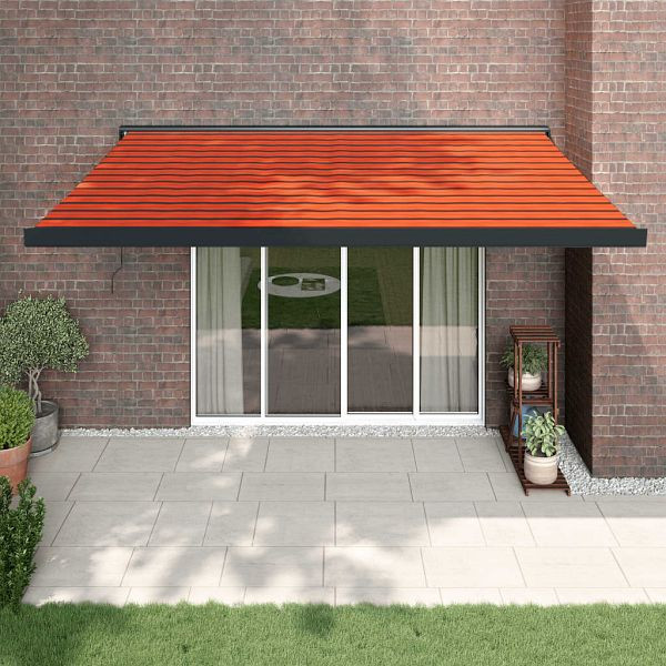 vidaXL Markise Einziehbar Orange und Braun 4x3 m Stoff & Aluminium, 3154618