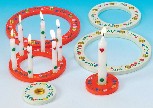 TIB Geburtstagskerzenhalter - 3 Ringe, rot/weiß sortiert, 11504