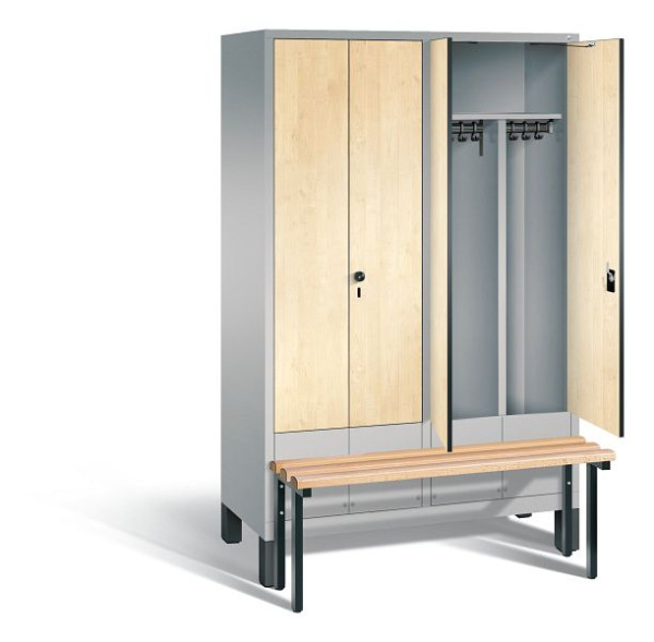 C+P Schwarz-Weiss-Spind Evolo, H1850xB1190xT815mm, Farbe: Weißaluminium / Dekor Donau-Ahorn, 48032-40 S10116