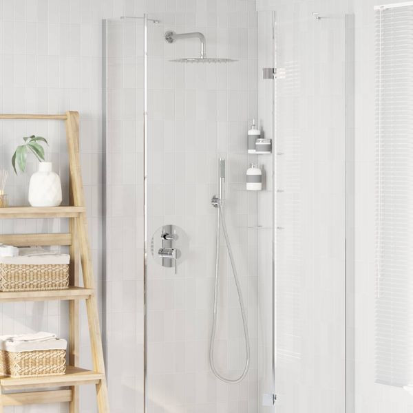 vidaXL Verdecktes Duschsystem (Rund) Silber Edelstahl 201, 42028991