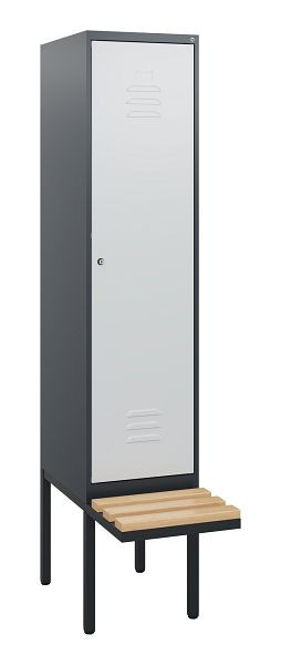 C+P Umkleidespind Classic PLUS, 1950x400x815mm, 7016/7035, Zylinderschloss, Buche-Sitzleisten, 0800405-12 S10028