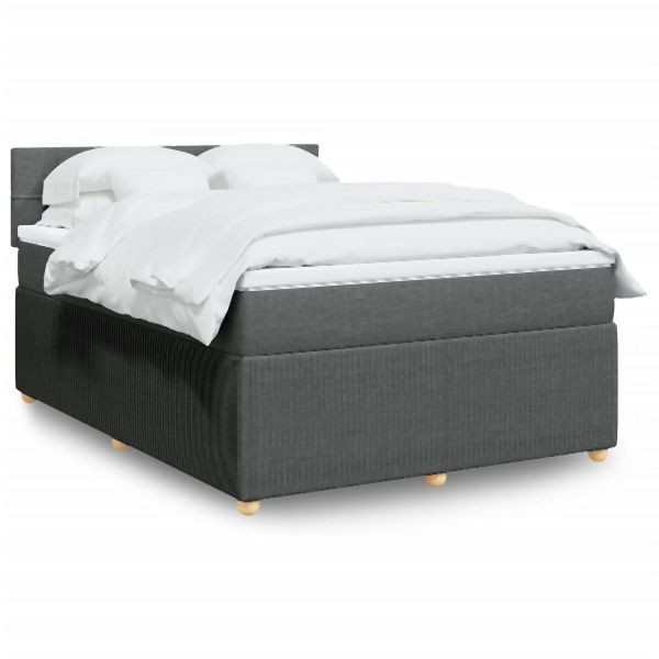 vidaXL Boxspringbett mit Matratze Dunkelgrau 140x200 cm Stoff, 3289780