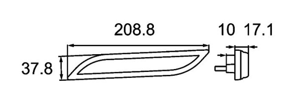HELLA Seitenmarkierungsleuchte, Shapeline Style, LED, 24/12V, Anbau, gelb, LED-Lichtfarbe: gelb, 250mm, Flachsteckhülse, 2-polig, rechts, 2PS 013 305-281