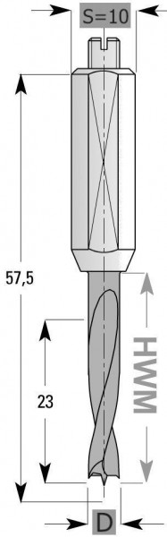Edessö Dübelbohrer HWM S10, A: 8, B: 23, GL: 57,5 - RH, 142408001