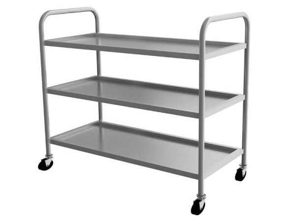 SGS Gastro Servierwagen aus Edelstahl, 3 Ablagen, Belastbar bis 120 kg, 2SV03