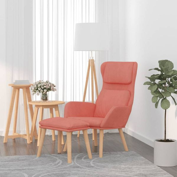 vidaXL Relaxsessel mit Hocker Rosa Samt, Füllung: Schaumstoff, 3097824