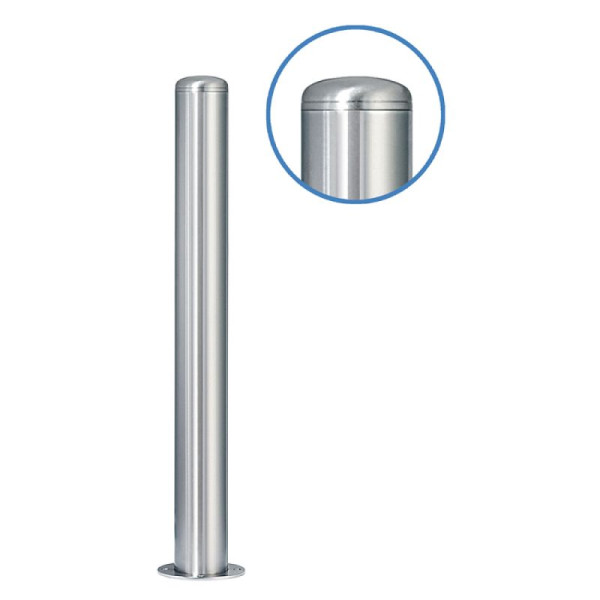 Stein HGS Absperrpfosten -Acero Rundkopf- (V2A) Ø 102 mm, zum Aufdübeln, selbstaufrichtend, bis 30° mit Sollbruchstelle, glasperlengestrahlt, 32325-gg