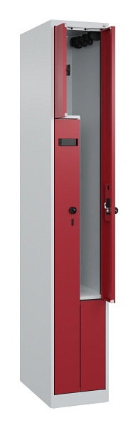 C+P Z-Spind Evolo PLUS, 2 Fächer, 1850x300x500mm, 7035/3003, Drehriegel, 049003-102 S10009