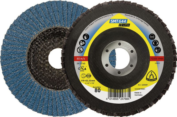 Klingspor SMT 644 Schleifmopteller 115 x 22,23 mm Korn 60 gewölbt, VE: 10 Stück, 329994