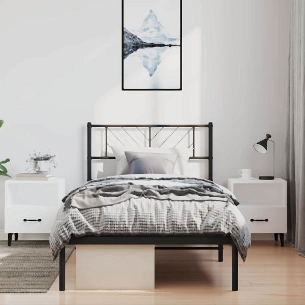 vidaXL Bettgestell mit Kopfteil Metall Schwarz 100x190 cm, 372173