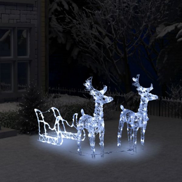 vidaXL Rentiere & Schlitten Weihnachtsdekoration 160 LEDs 130 cm Acryl, 289979
