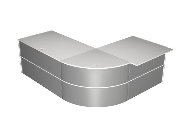 Kerkmann Padua 2 - Niedrig-Theke über Eck, B 2320 x T 1830 x H 740 mm, weiß/silber, (Montage), 11353910-1