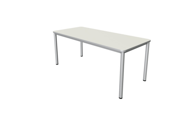 Kerkmann Schreibtisch Prime - B 1800 x T 800 x H 750 mm, 4-Fuß-Gestell in alusilber, weiß, 11040710