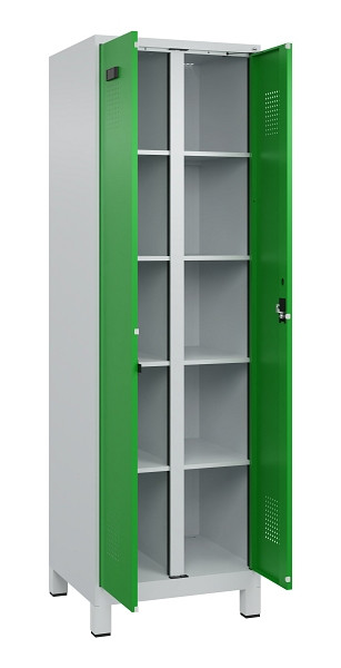 C+P Wäsche-Spind Evolo PLUS, mit Füßen, 2 Abteile, 1950x600x500mm, 7035/6037, Verschluss Zylinderschloss, 049012-20B S10038