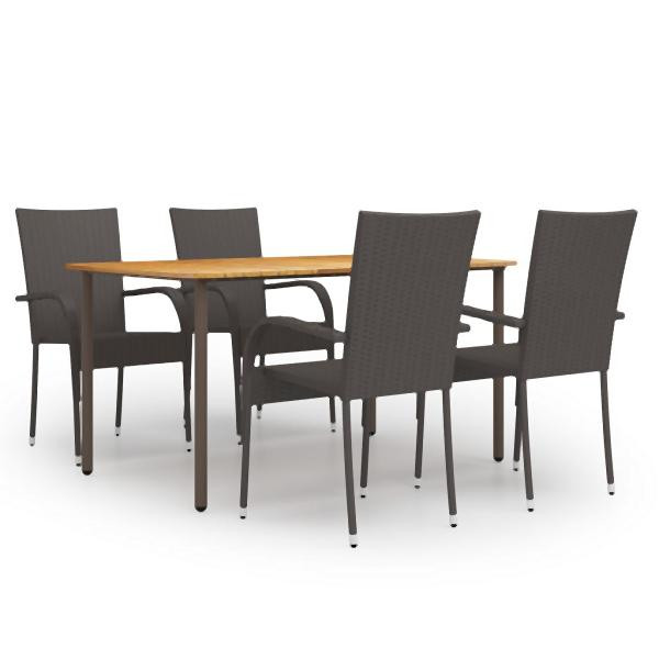 vidaXL 5-tlg. Garten-Essgruppe Poly Rattan Braun, 3072491