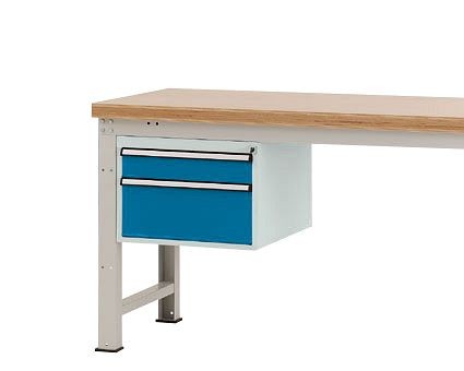 Manuflex Gehäuse-Unterbau PROFI, Nutzhöhe 300 mm mit 2 Schubfächern, für Werkbanktiefe 700 mm, Brillantblau, ZB4581.5007