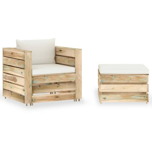 vidaXL 2-tlg. Garten-Lounge-Set mit Kissen Grün Imprägniertes Holz, 3074533