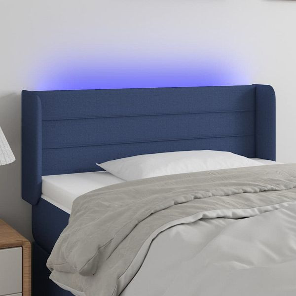 vidaXL LED Kopfteil Blau 93x16x78/88 cm Stoff (Polyester), 3123364