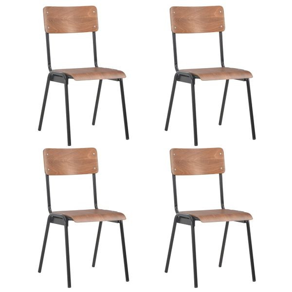 vidaXL Esszimmerstühle 4 Stück Braun Massives Sperrholz und Stahl, 280085