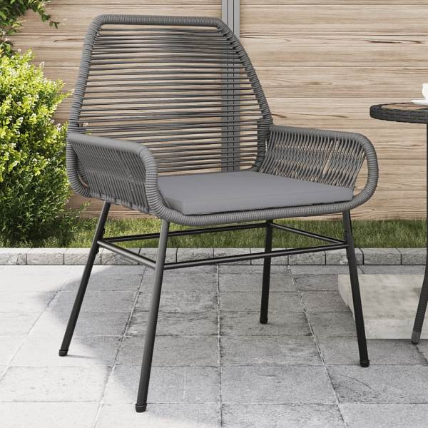 vidaXL Gartenstühle 2 Stück mit Kissen Grau Poly Rattan, UV-beständig, 369097